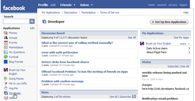 Adding Developer application Adding Developer application