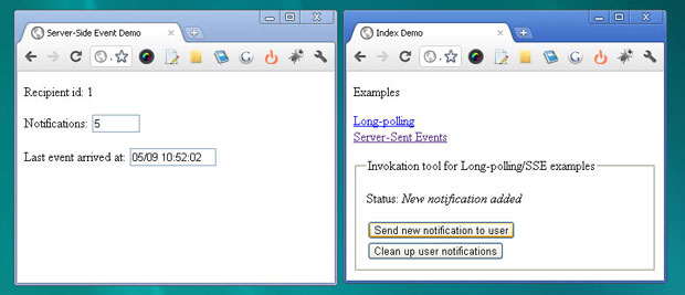 Server-Sent Event API usage example screenshot Server-Sent Event API usage example screenshot