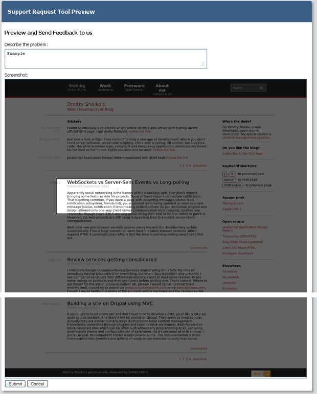 Support Request Tool preview - result screenshot Support Request Tool preview - result screenshot